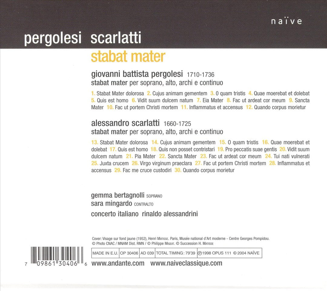Pergolesi: Stabat Mater; Scarlatti: Stabat Mater cover art