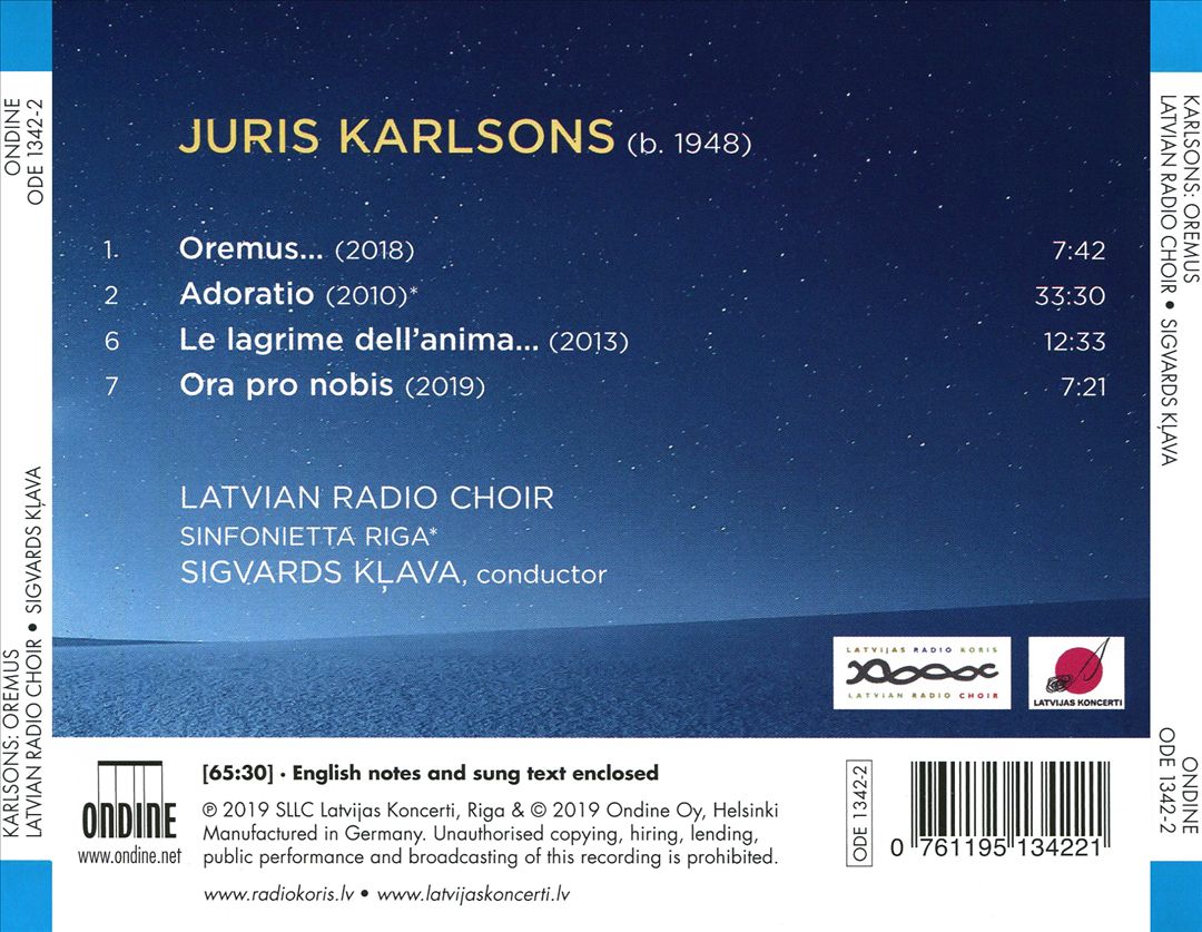 Juris Karlsons: Oremus - Sacred Choral Works cover art