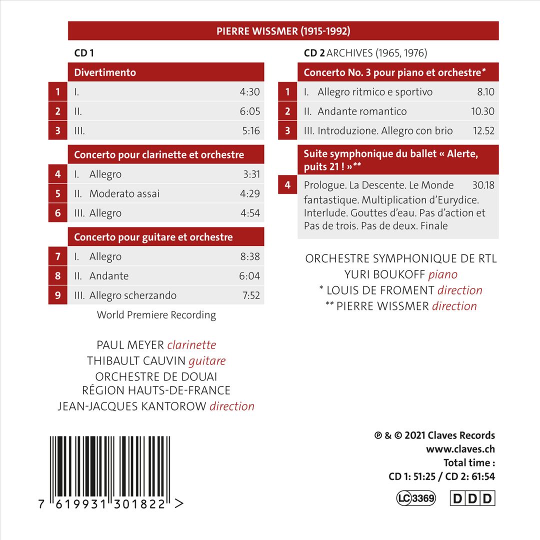Pierre Wissmer: Musiques Symphonique & Concertos cover art