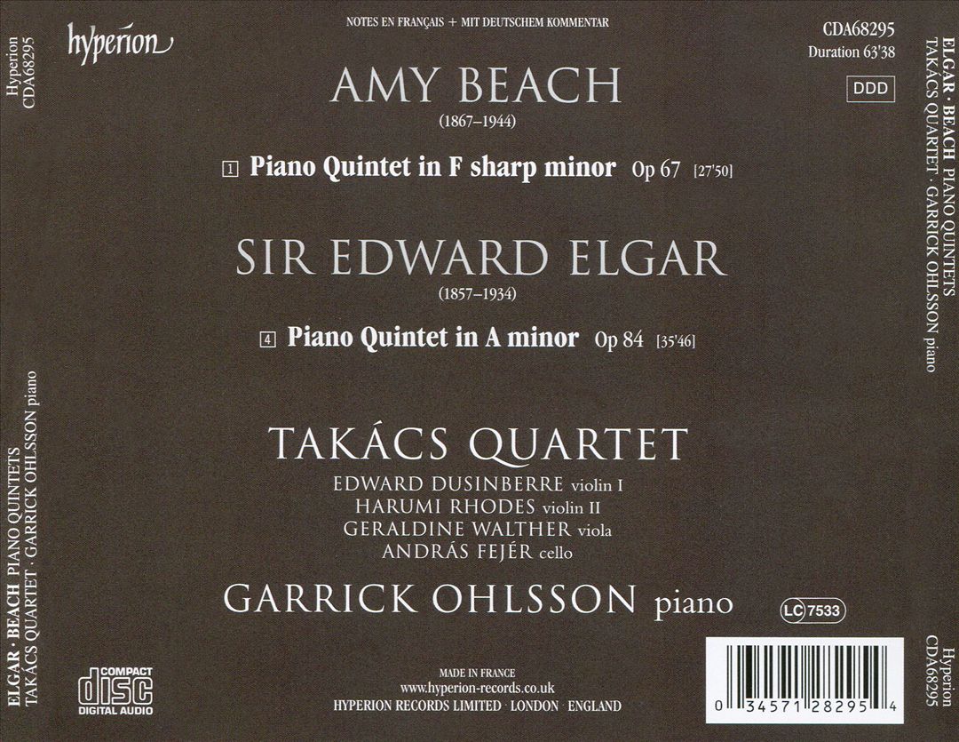 Elgar & Beach: Piano Quintets cover art