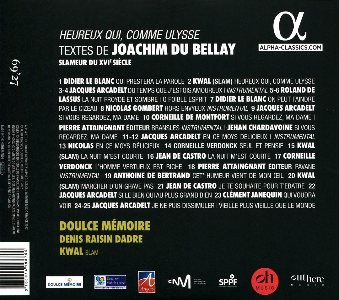 Du Bellay: Heureux qui, comme Ulysse cover art