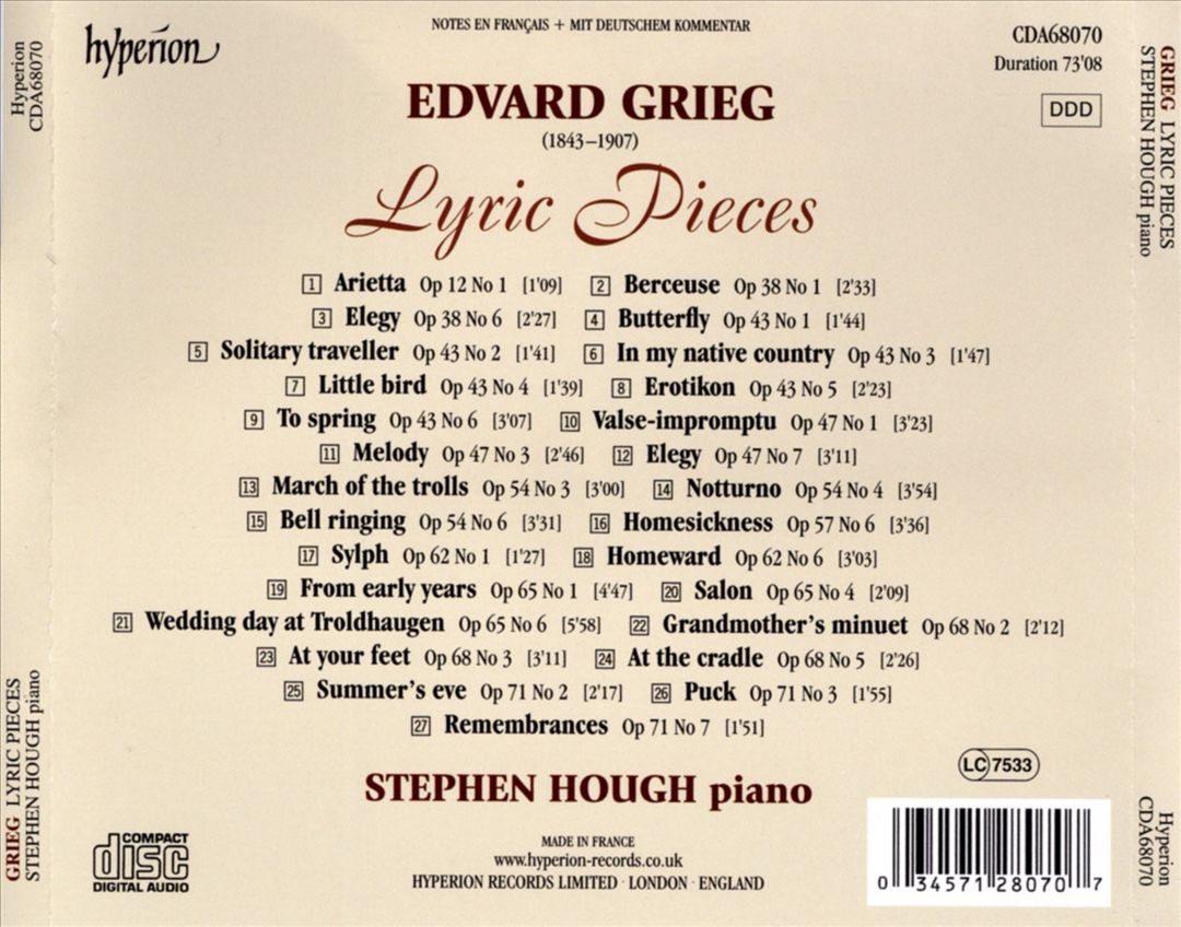 Grieg: Lyric Pieces cover art