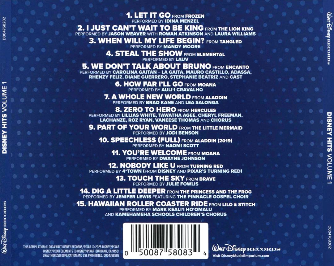 Disney Hits Volume 1 (Various Artists) cover art