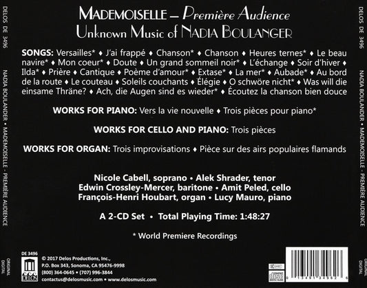 Mademoiselle - Première Audience: Unknown Music of Boulanger cover art
