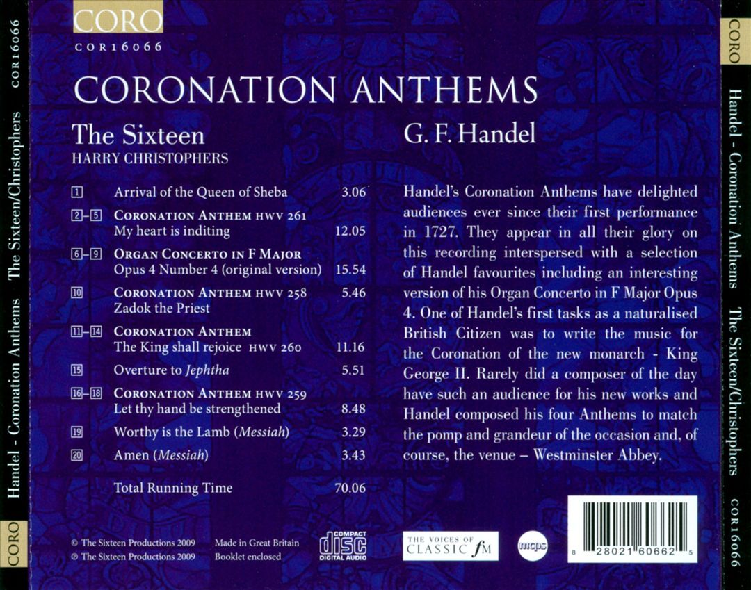 Handel: Coronation Anthems cover art