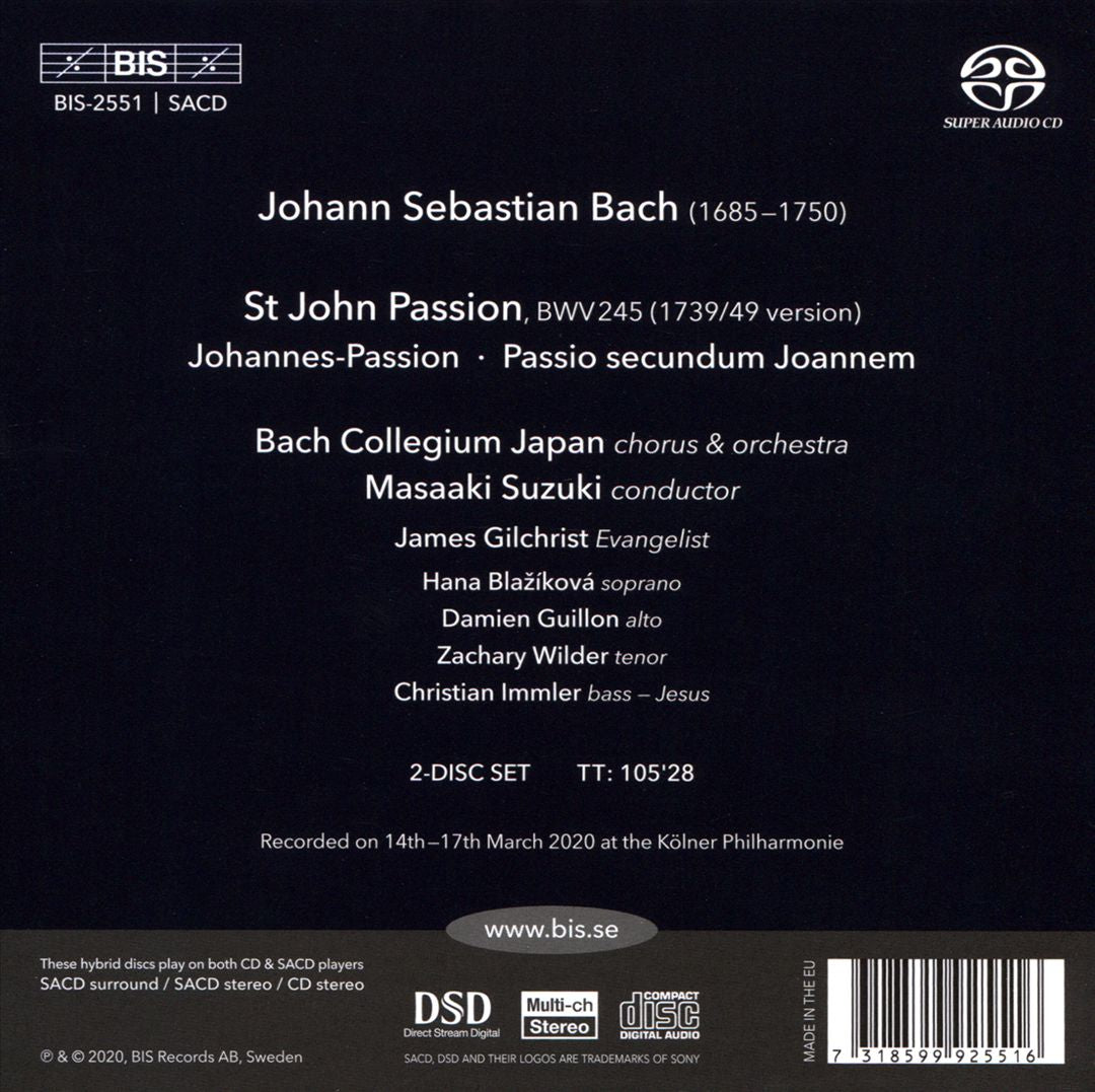 Bach: St John Passion [The Köln Recording, 2020] cover art