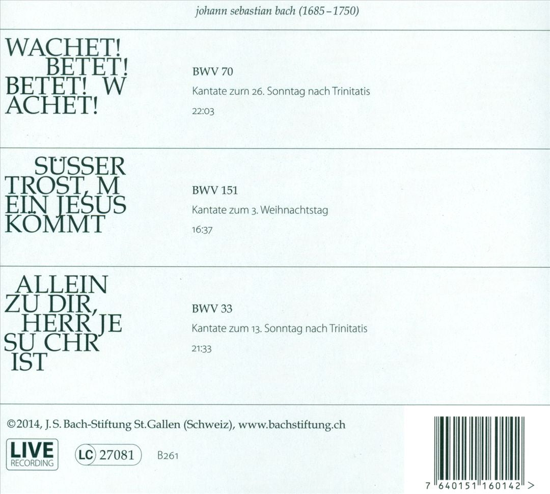 Bach: Kantaten No. 12 cover art