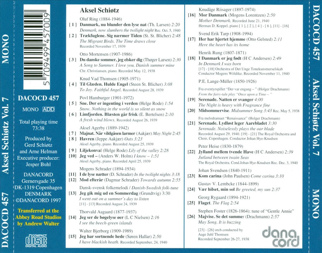Complete Aksel Schiøtz Recordings, Vol. 7: Songs of Summer cover art