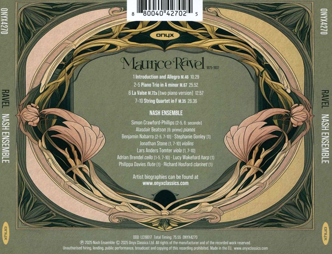 Ravel: String Quartet; Piano Trio; Introduction and Allegro; La Valse cover art