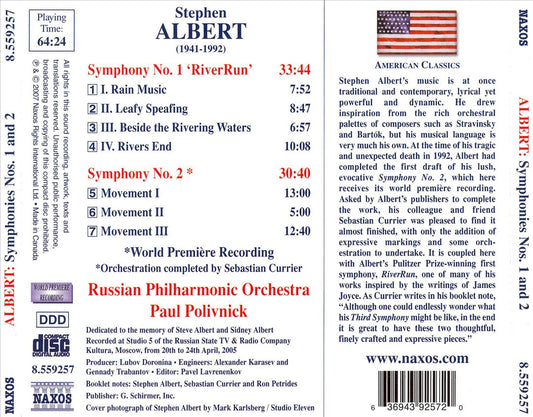 Stephen Albert: Symphonies Nos. 1 & 2 cover art