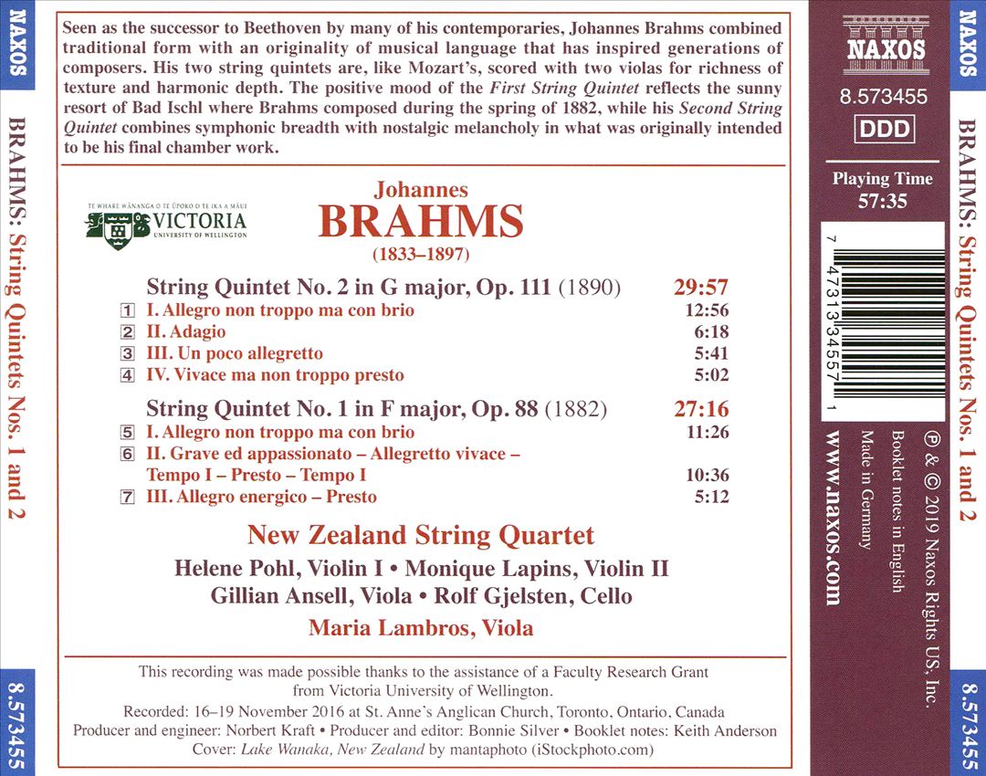 Brahms: String Quintets Nos. 1 and 2 cover art
