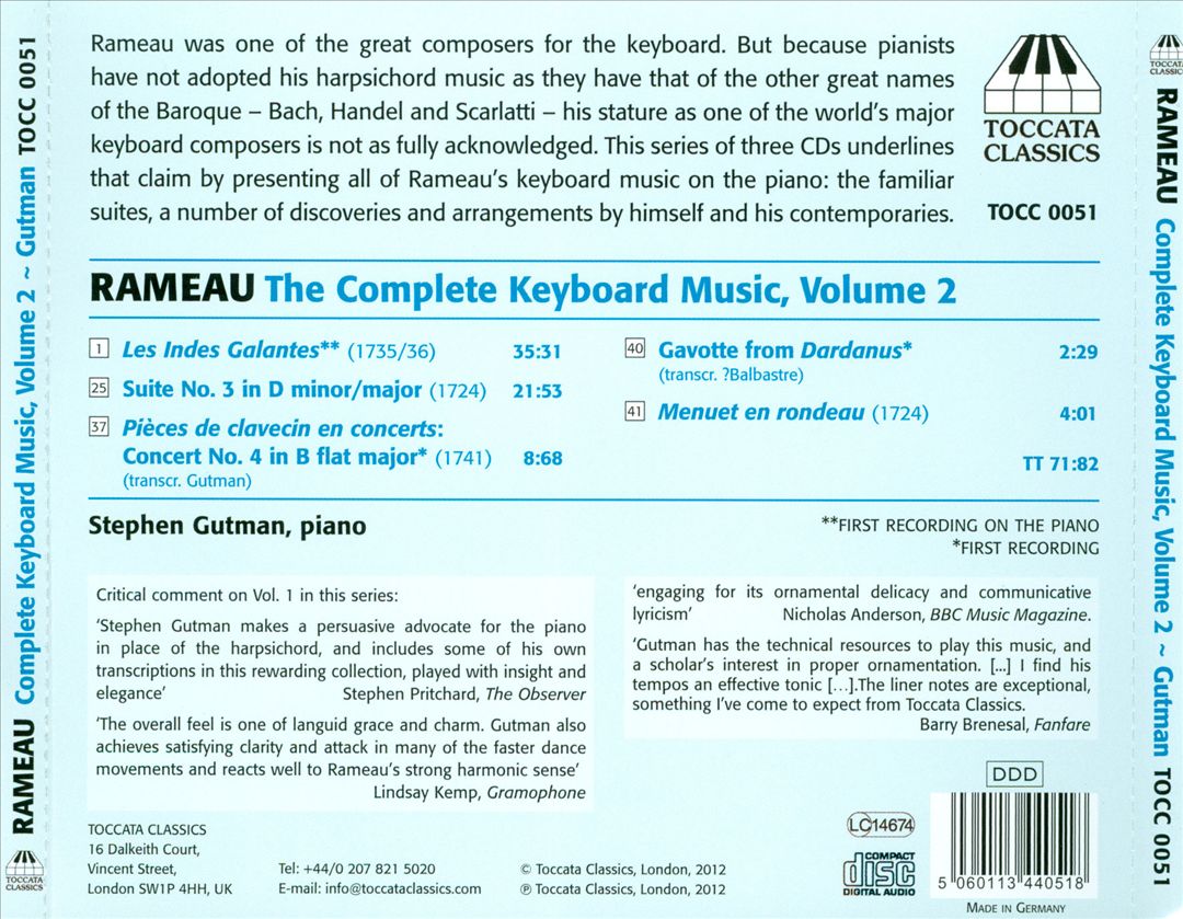 Jean-Philippe Rameau: The Complete Keyboard Music, Vol. 2 cover art