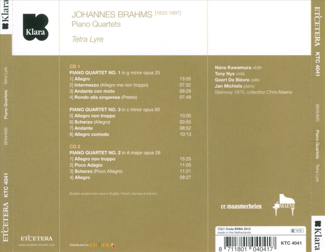 Johannes Brahms: Piano Quartets cover art