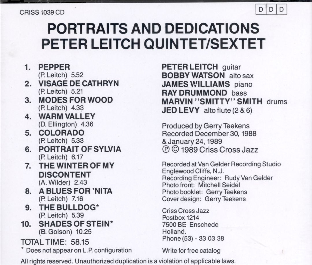 Portraits and Dedications cover art