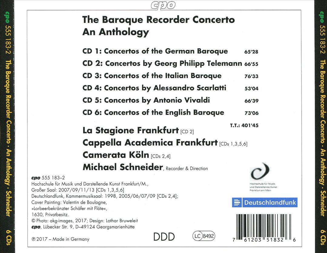 Baroque Recorder Concerto: An Anthology cover art