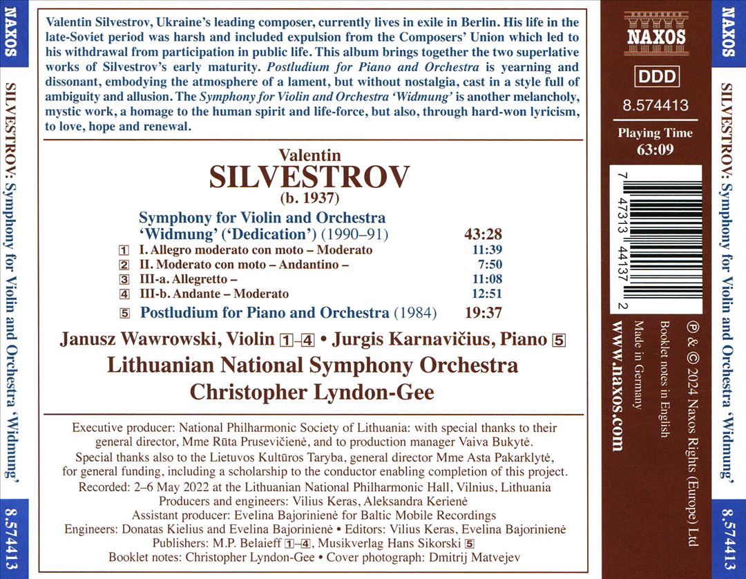 Silvestrov: Symphony for Violin and Orchestra 'Widmung'; Postludium for Piano and Orchestra cover art