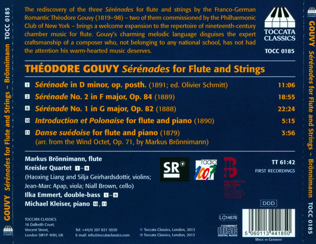 Théodore Gouvy: Serenades for Flute and Strings cover art