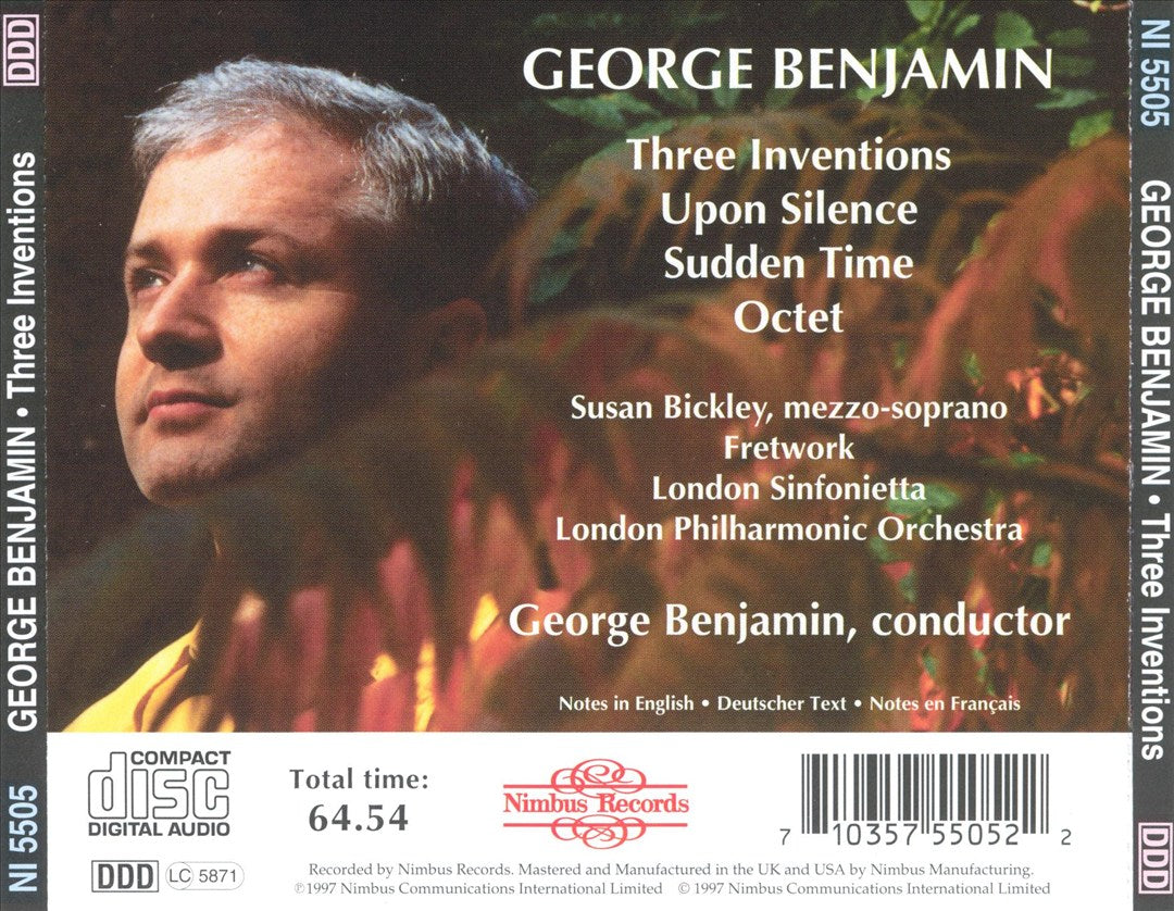 George Benjamin: Three Inventions; Upon Silence; Sudden Time; Octet cover art