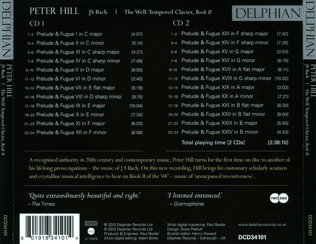 Bach: The Well-Tempered Clavier, Book II cover art