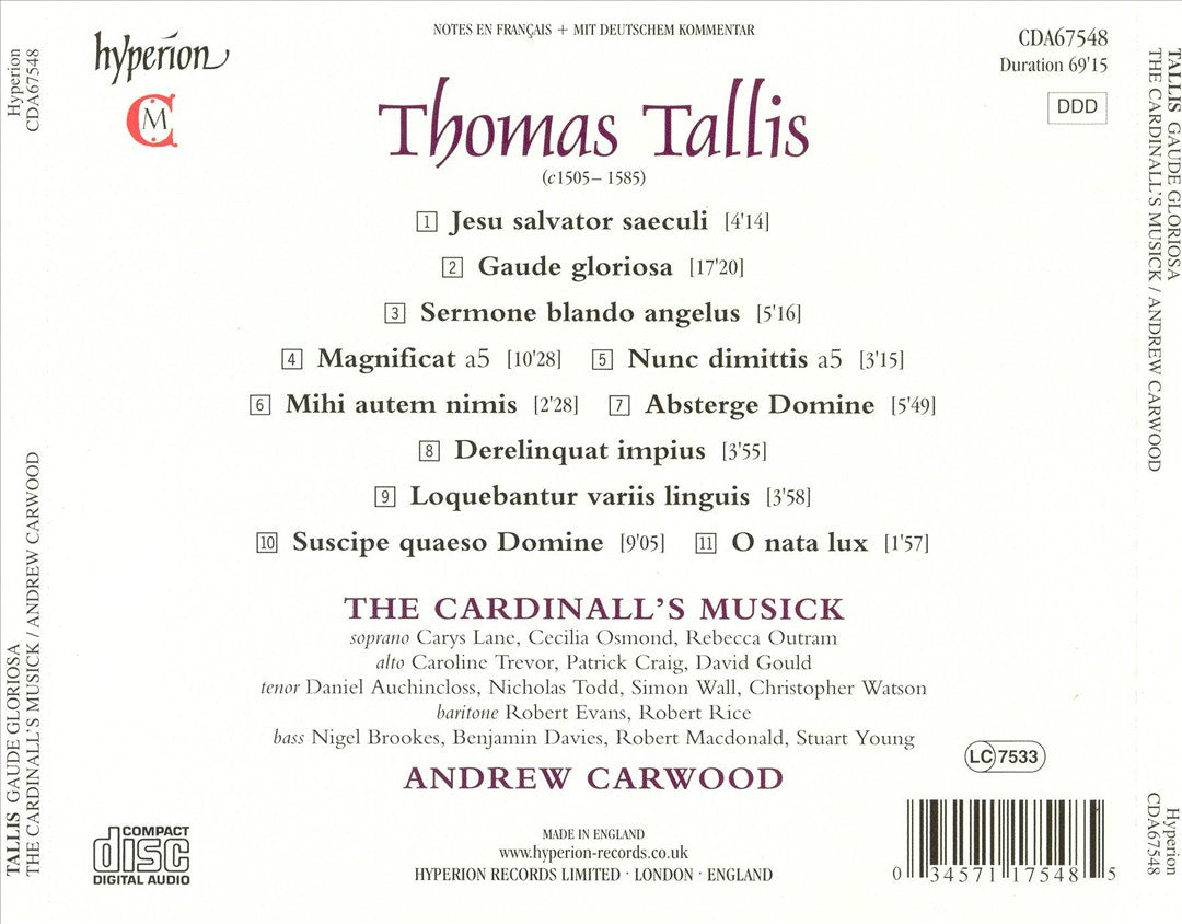 Tallis: Gaude gloriosa cover art