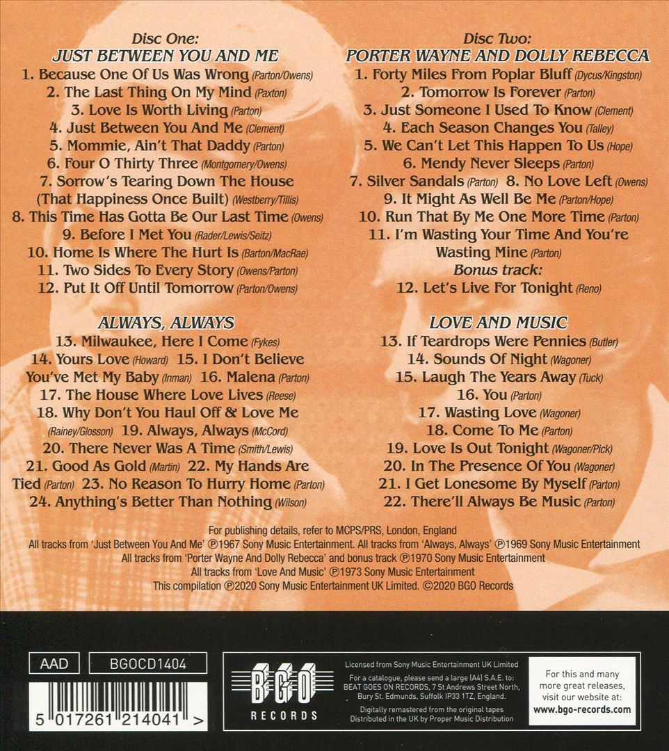 Just Between You and Me/Always Always/Porter Wayne and Dolly Rebecca/Love and Music cover art
