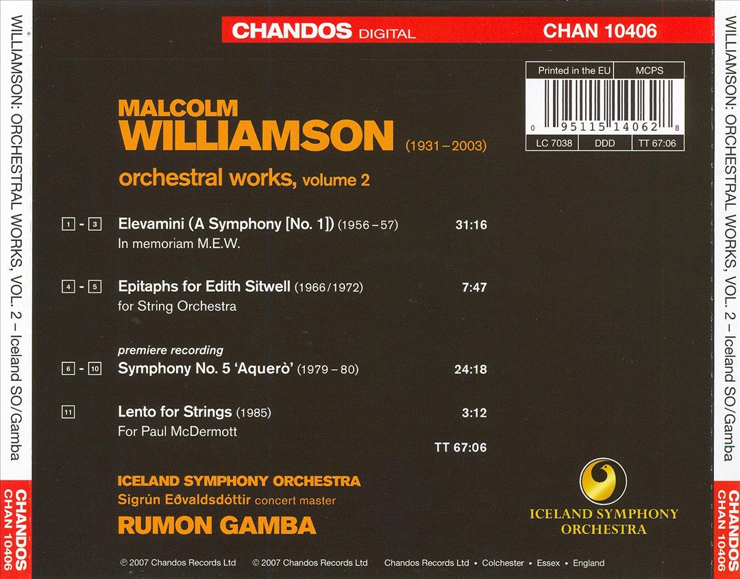 Malcolm Williamson: Orchestral Works, Vol. 2 cover art