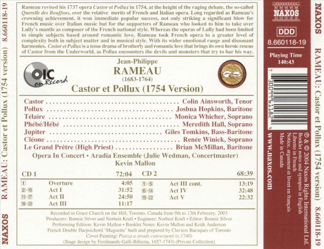 Rameau: Castor et Pollux (Opera in 5 Acts, 7154 version) cover art