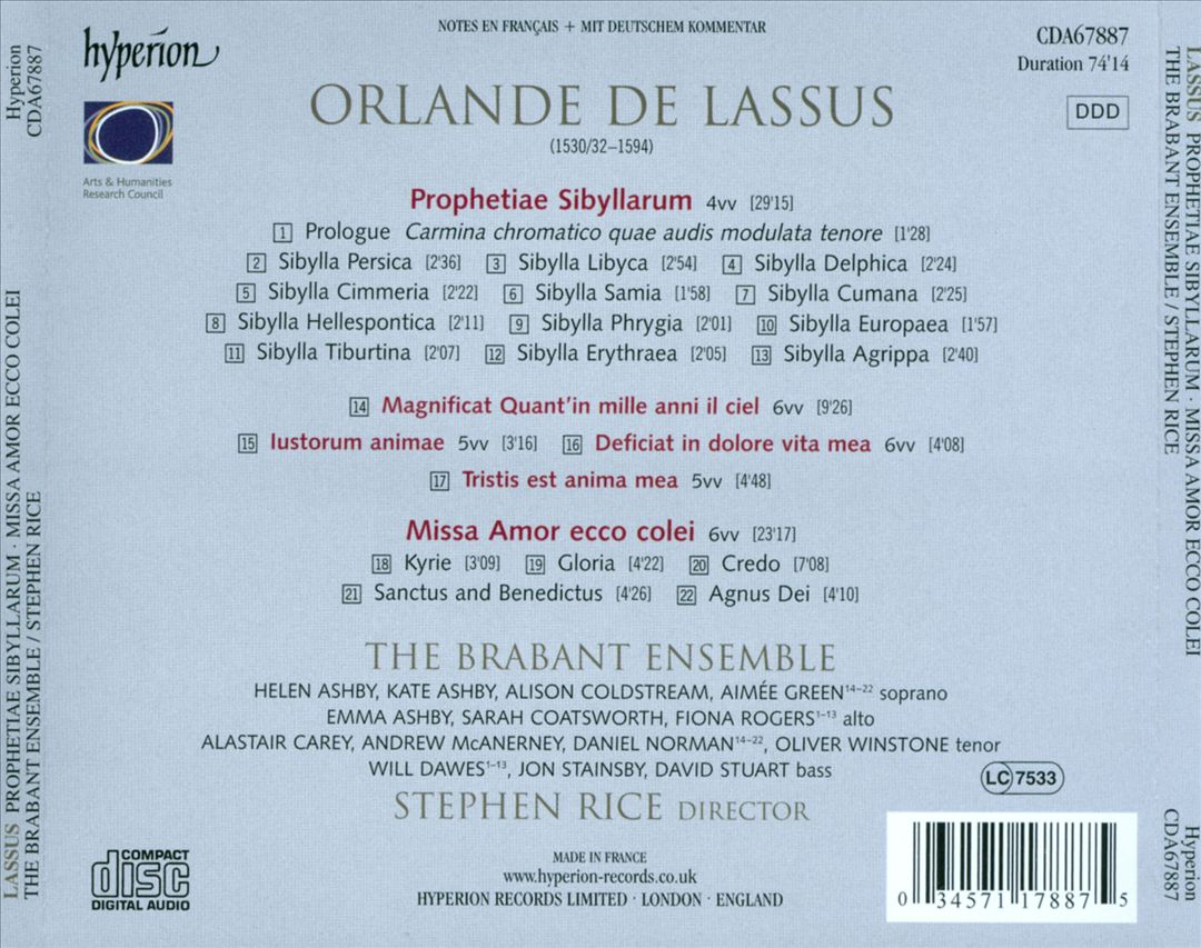 Orlande de Lassus: Prophetiae Sibyllarum cover art