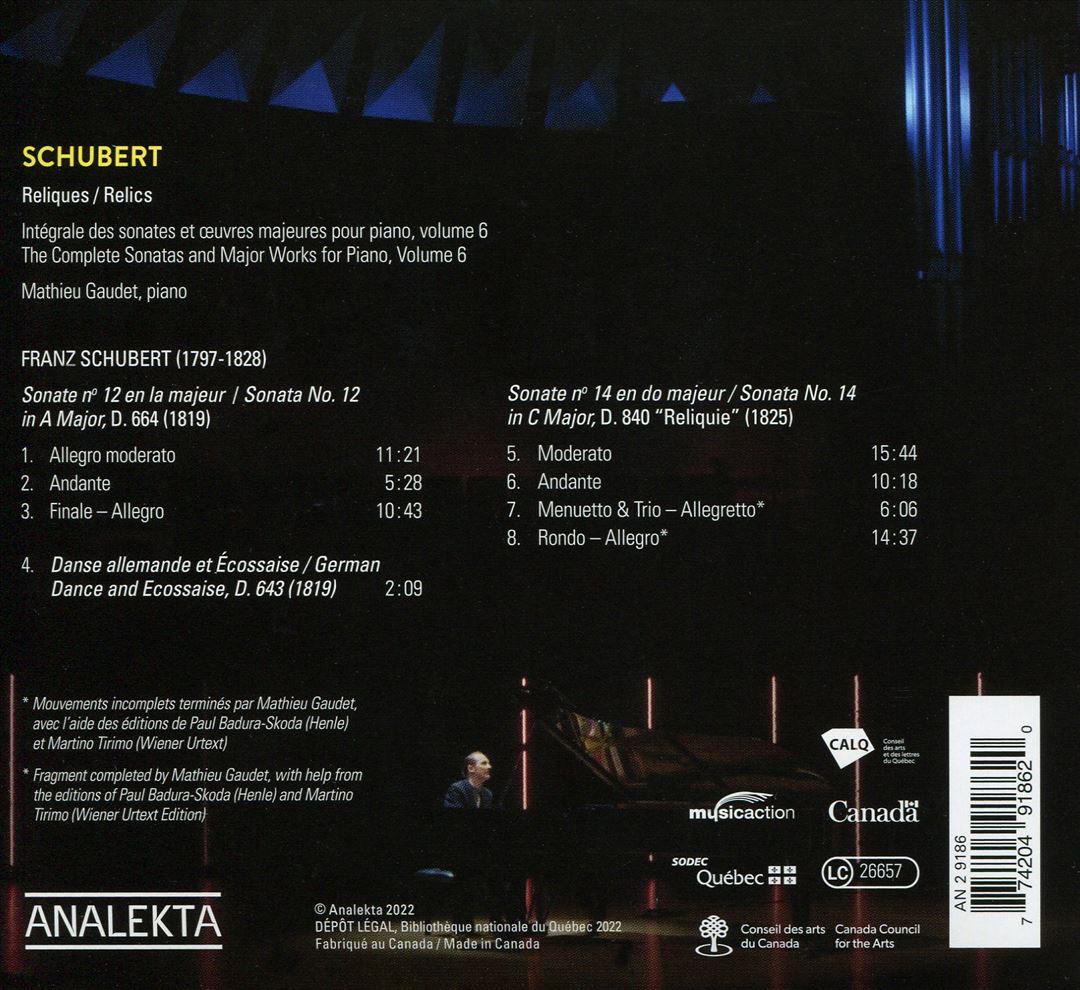 Schubert: Reliques / Relics cover art
