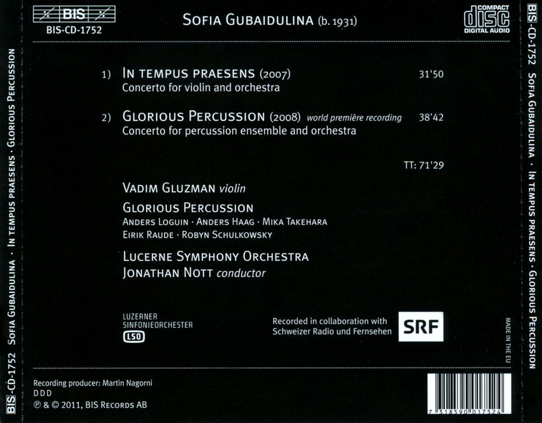 Sofia Gubaidulina: Glorious Percussion; In Tempus Praesens cover art