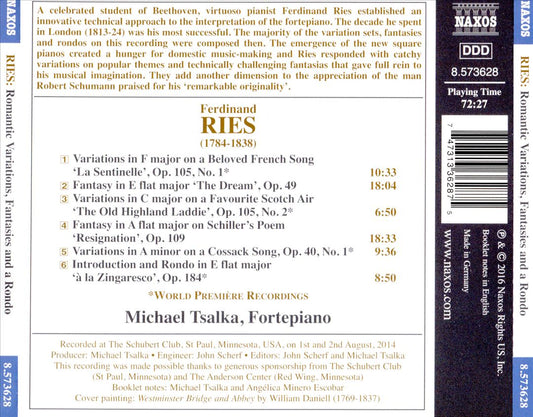 Ferdinand Ries: Romantic Variations, Fantasies and a Rondo cover art