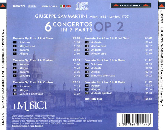 Giuseppe Sammartini: 6 Concertos in 7 Parts, Op. 2 cover art