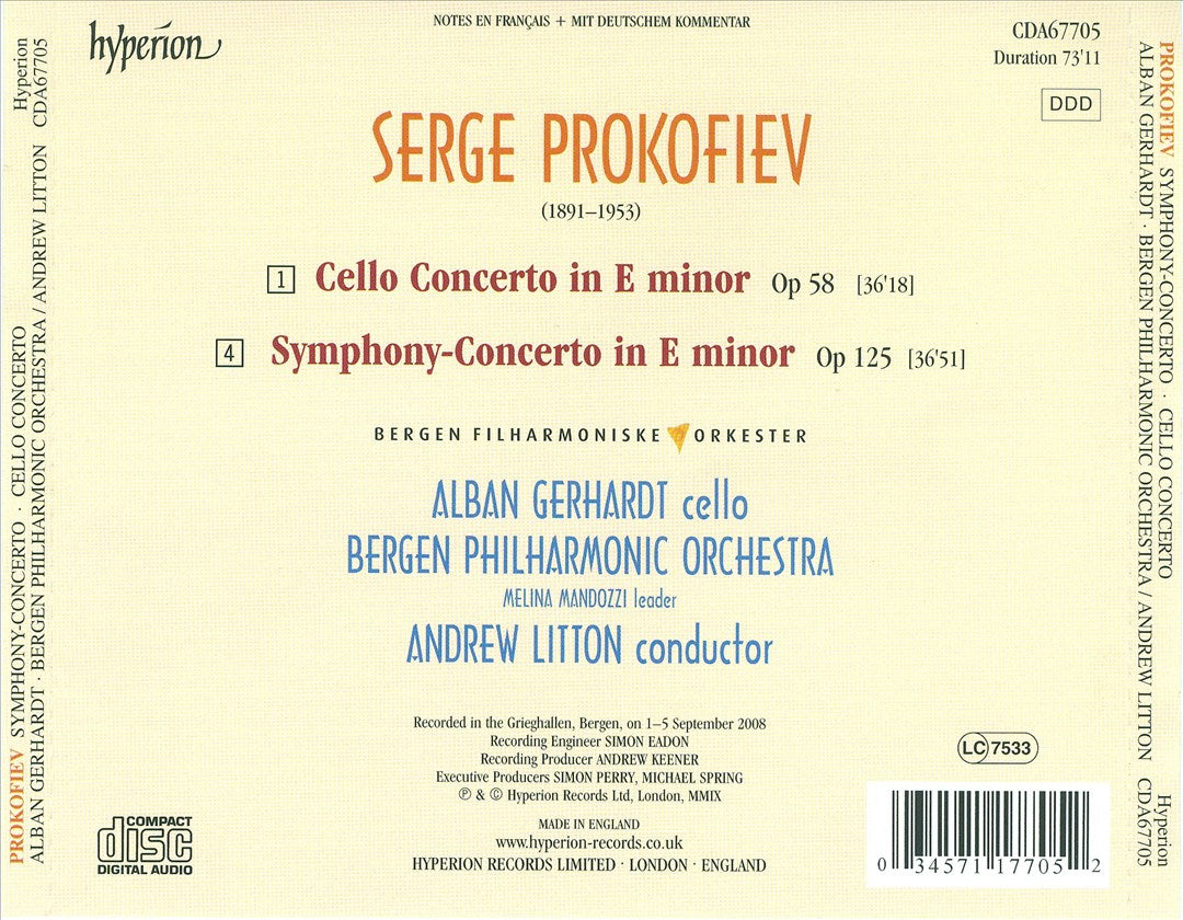 Prokofiev: Cello Concerto; Symphony-Concerto cover art