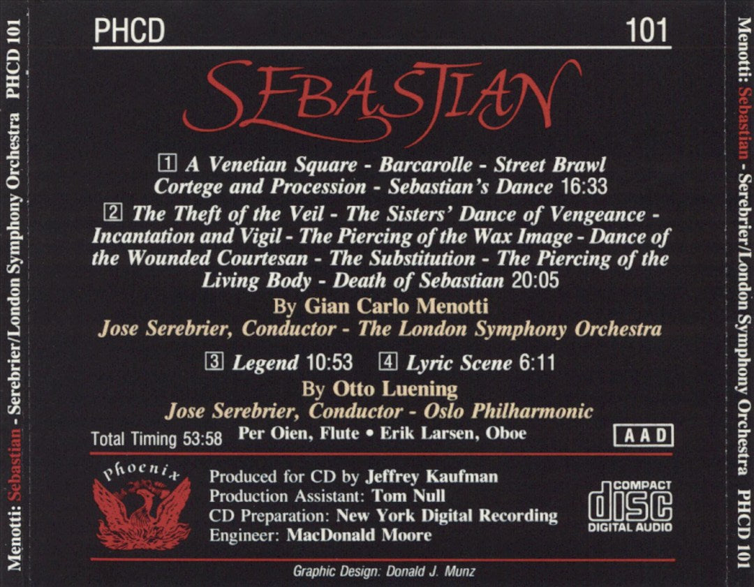 Menotti: Sebastian; Luening: Legend; Lyric Scene cover art