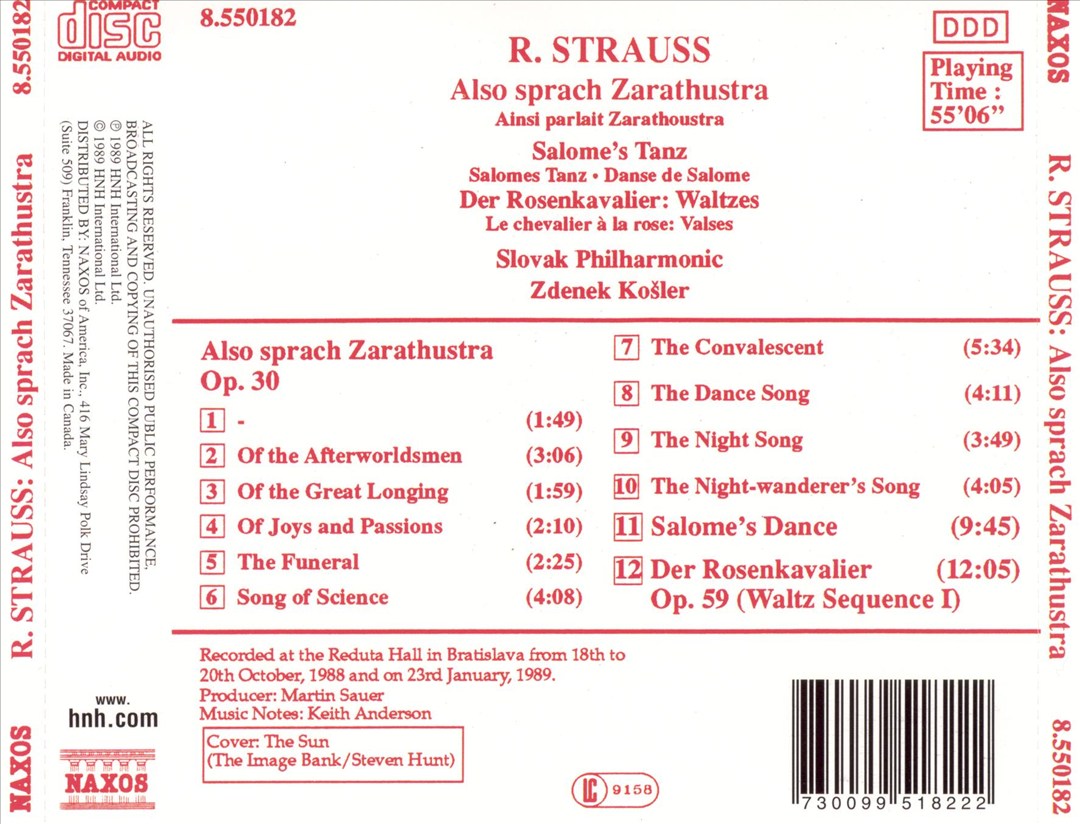 R. Strauss: Also sprach Zarathustra; Salome's Dance; Rosenkavalier Waltzes cover art
