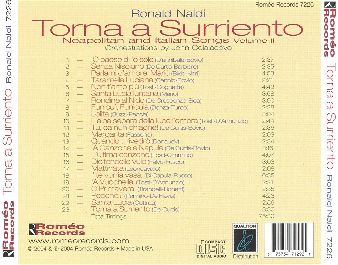 Torna a Surriento: Neapolitan & Italian Songs cover art