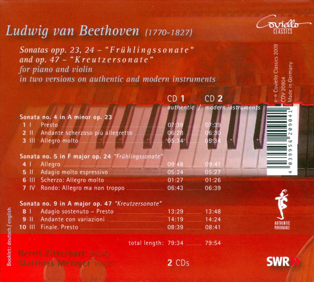 Beethoven: Sonatas for Violin & Piano, Opp. 23, 24 & 47 cover art