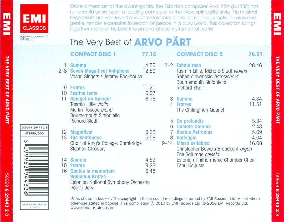 Very Best of Arvo Pärt cover art