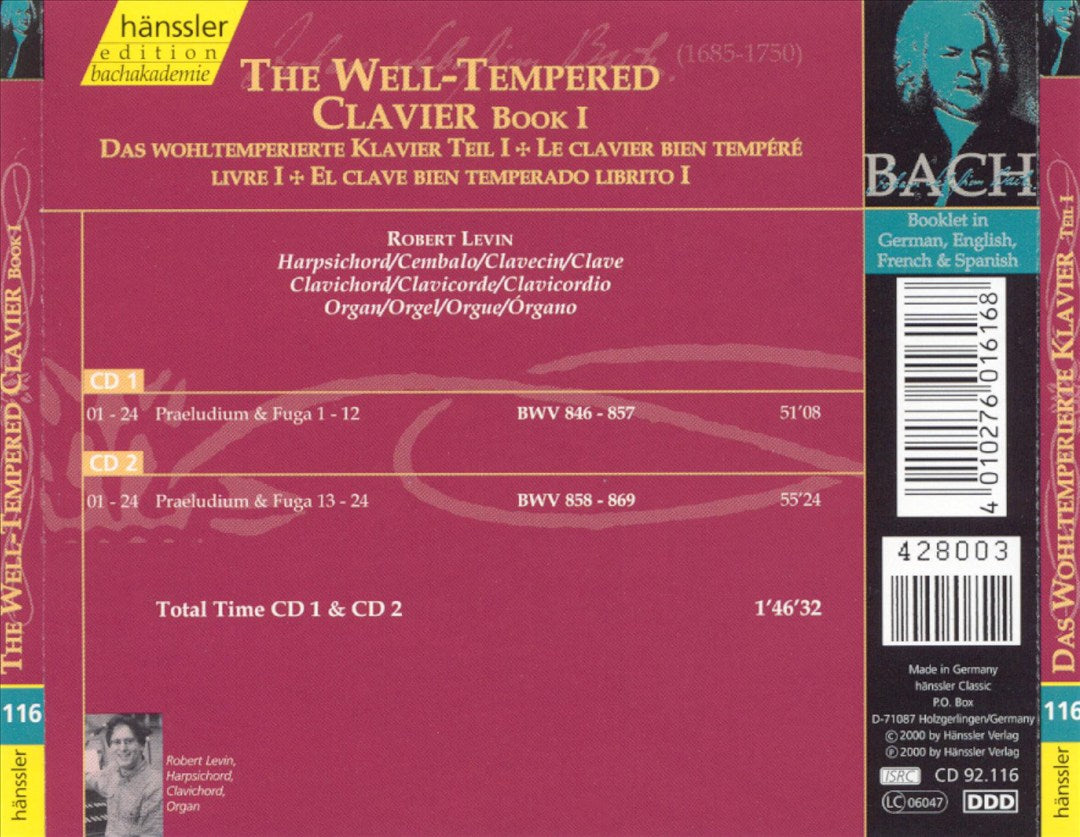 Bach: The Well-Tempered Clavier, Book 1 cover art