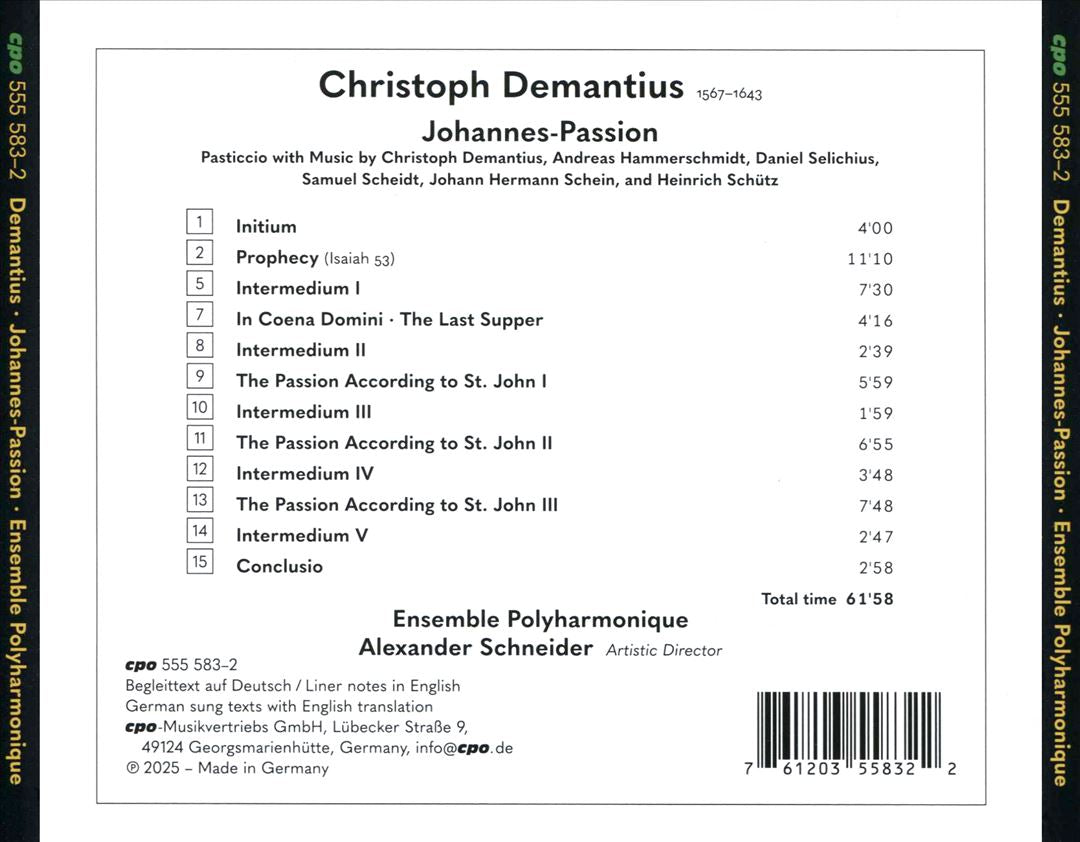 Christoph Demantius: Johannes-Passion cover art