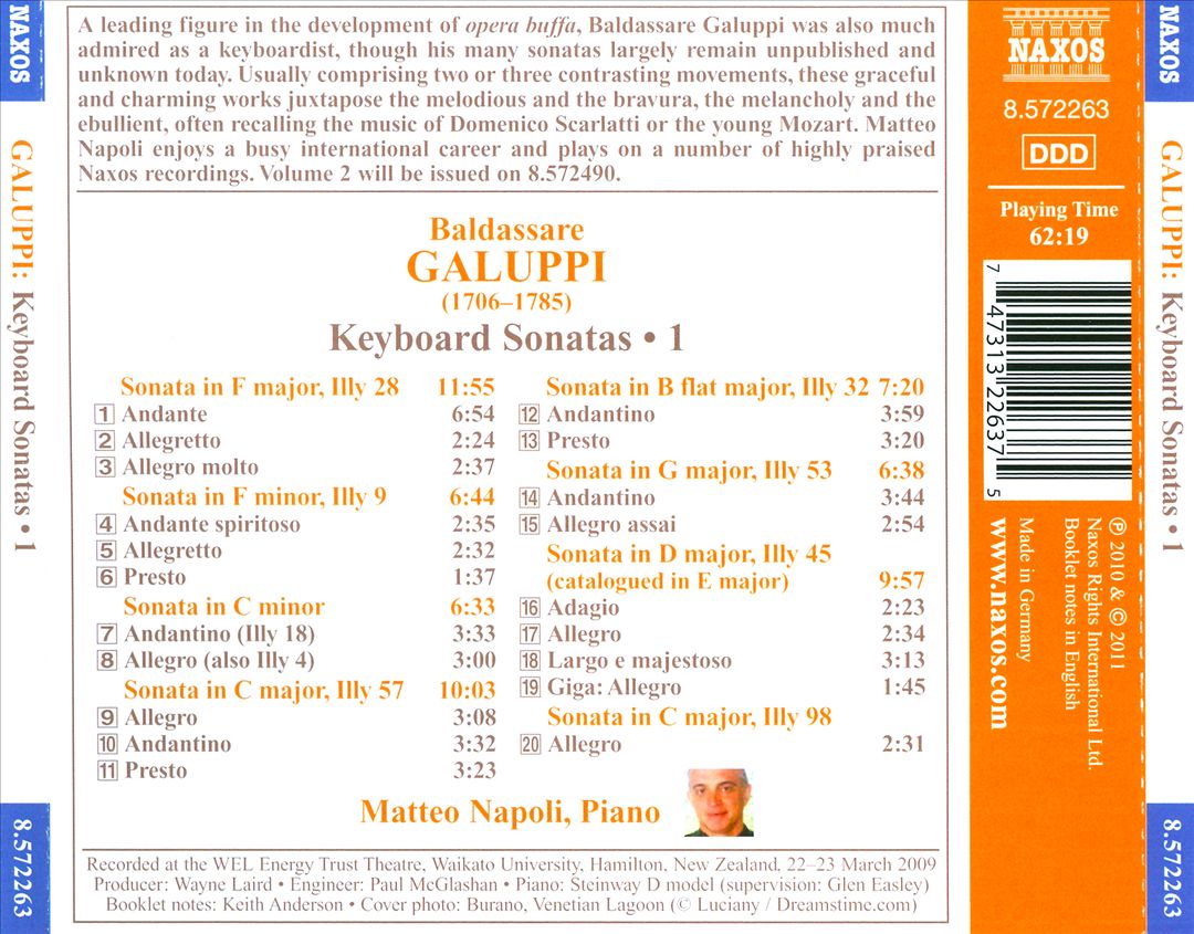 Galuppi: Keyboard Sonatas, Vol. 1 cover art