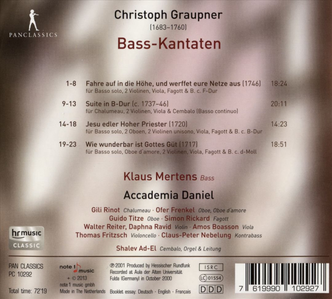 Christoph Graupner: Bass-Kantaten cover art