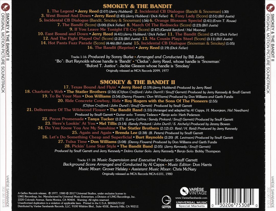Smokey and the Bandit / Smokey and the Bandit II [Oirignal Motion Picture Soundtrack] [40th Anniversary Edition] cover art