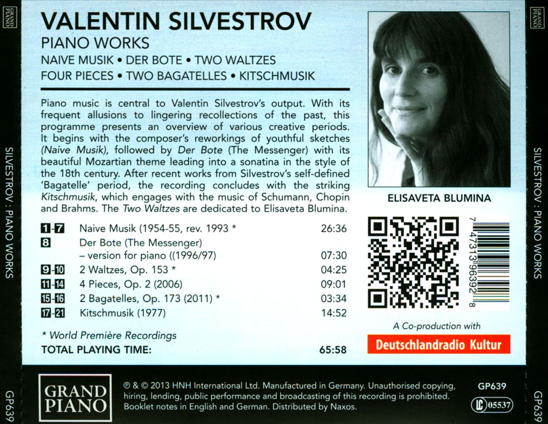 Valentin Silvestrov: Piano Works cover art