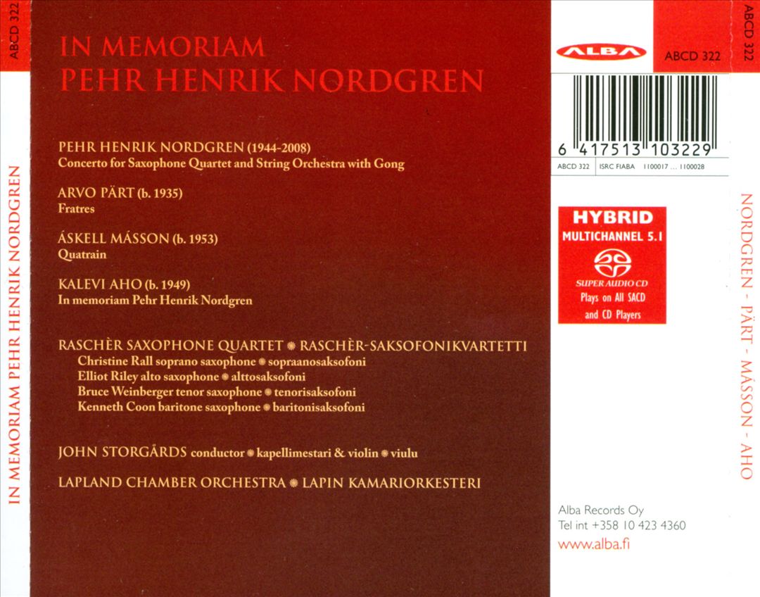 In Memoriam: Pehr Henrik Nordgren cover art
