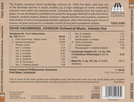 David Hackbridge Johnson: Orchestral Music, Vol. 1 cover art