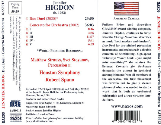 Jennifer Higdon: Duo Duel; Concerto for Orchestra cover art