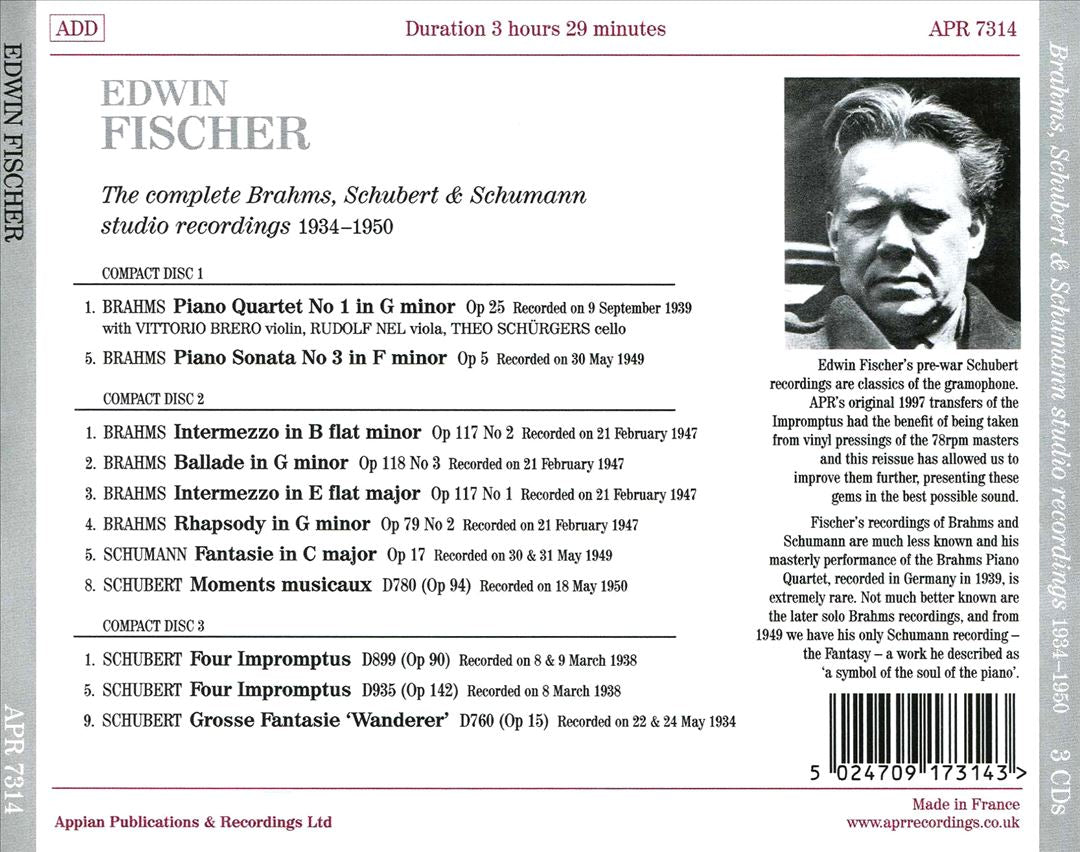 Brahms, Schubert & Schumann: The Complete Studio Recordings, 1934-1950 cover art