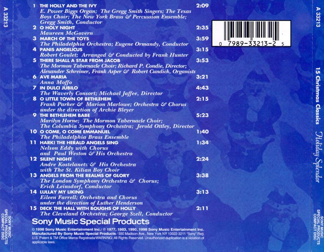15 Christmas Classics: Holiday Splendor cover art