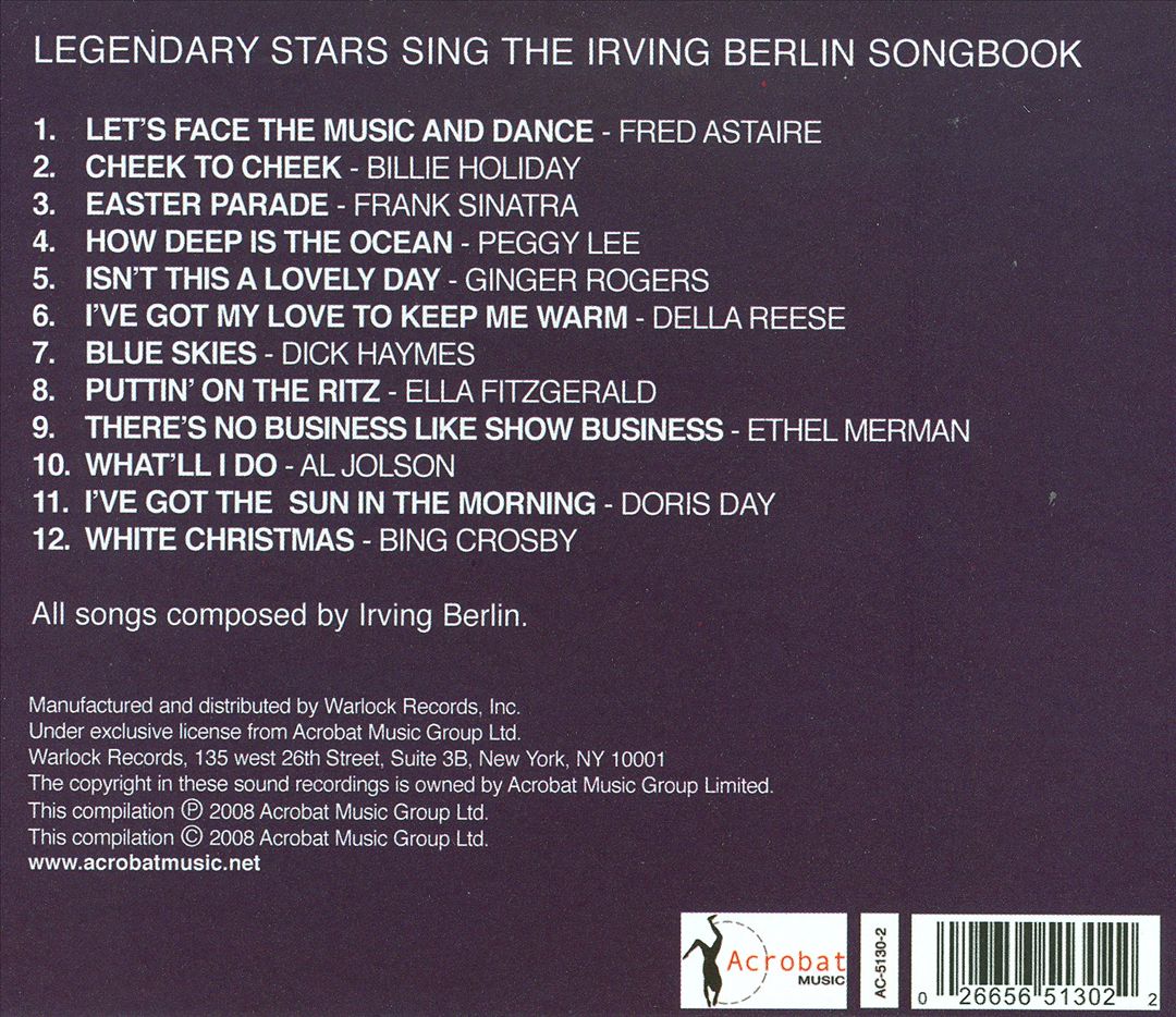 Legendary Stars Sing the Irving Berlin Songbook cover art